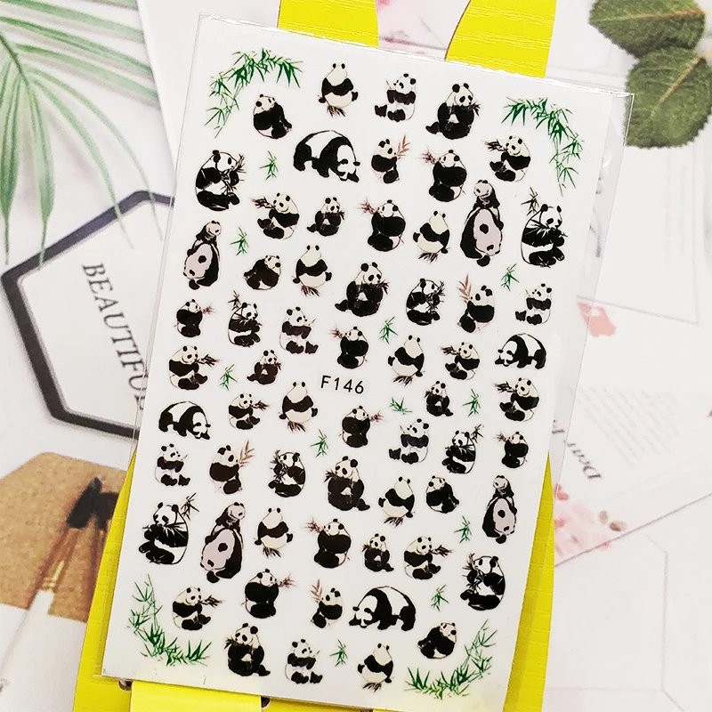 3D Stickers for Nails Cute Panda Bamboo Designs Nail Art Dec