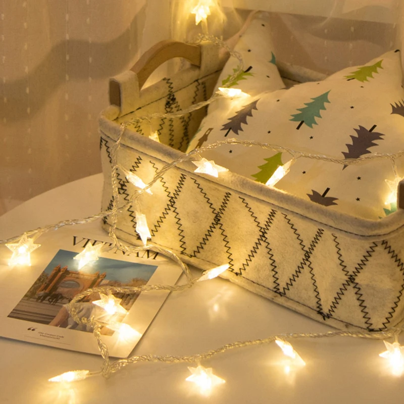LED Star Lamp String Fairy Light Garland Christmas Tree Decorations Battery Powered New Year's Ornaments Xmas Home Decor Navidad | Дом и