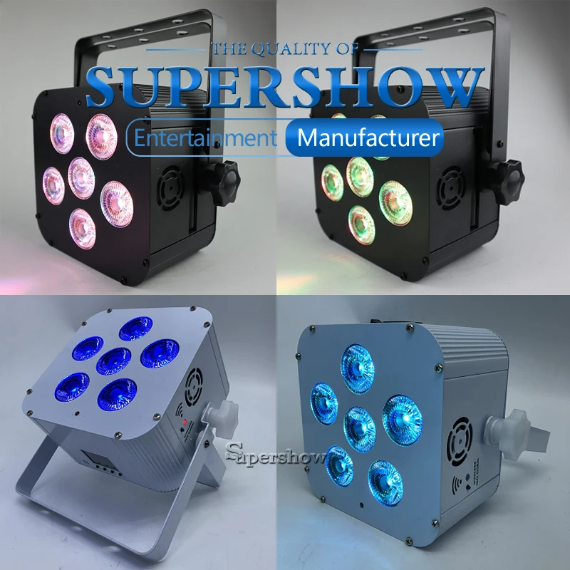 6*18 Вт RGBWA + UV 6 в 1 беспроводная батарея черный/белый светодиодный плоский