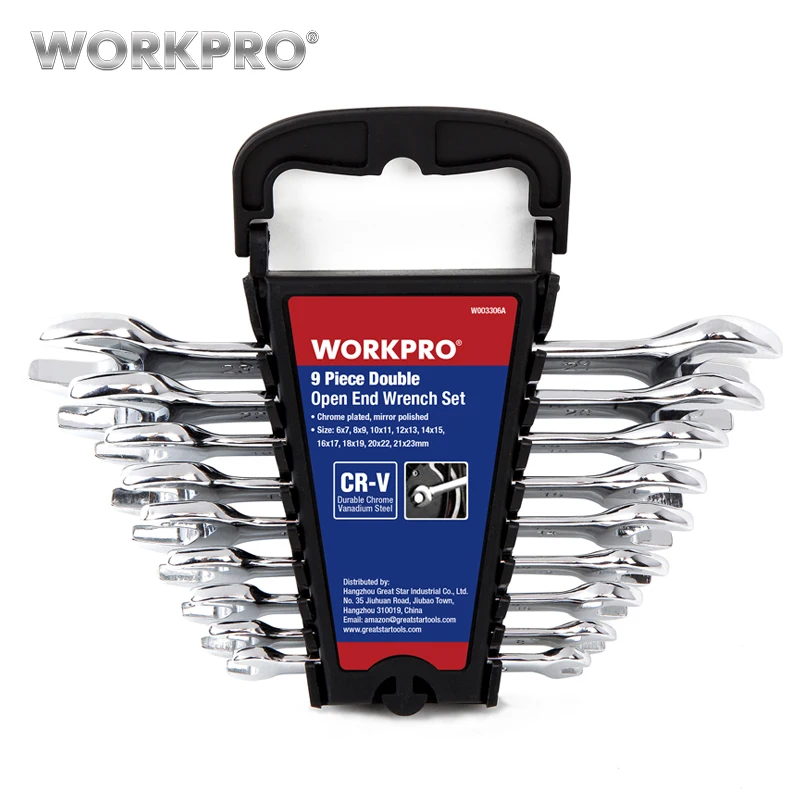 9 PC WORKPRO 9 шт. двойной торцевой гаечный ключ остающийся гаечный ключ ручной набор инструментов 6 мм до 23 мм - Цвет: 9 PC