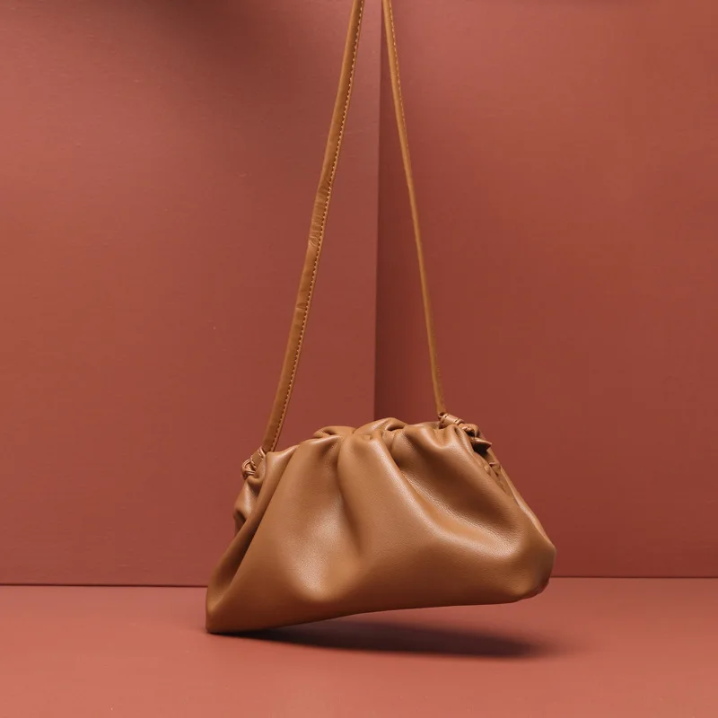 Brown medium Роскошные Дизайнерские вместительные сумки, женские кошельки из натуральной кожи и сумки, сумка-конверт, клатч, винтажная сумка на плечо с пельменями, сумка через плечо - Цвет: Brown medium
