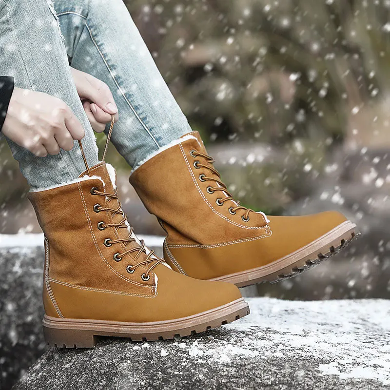 Women Winter Shoes Snow Boots Suede Mid Calf Plush Fur Velvet Warm Lace Up Non-slip outdoor | Обувь