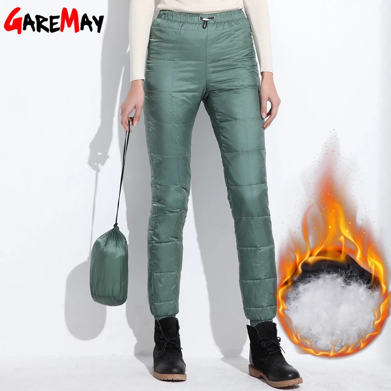 2018 Зима вниз брюки женщин случайный верхней одежды эластичный пояс рабочая