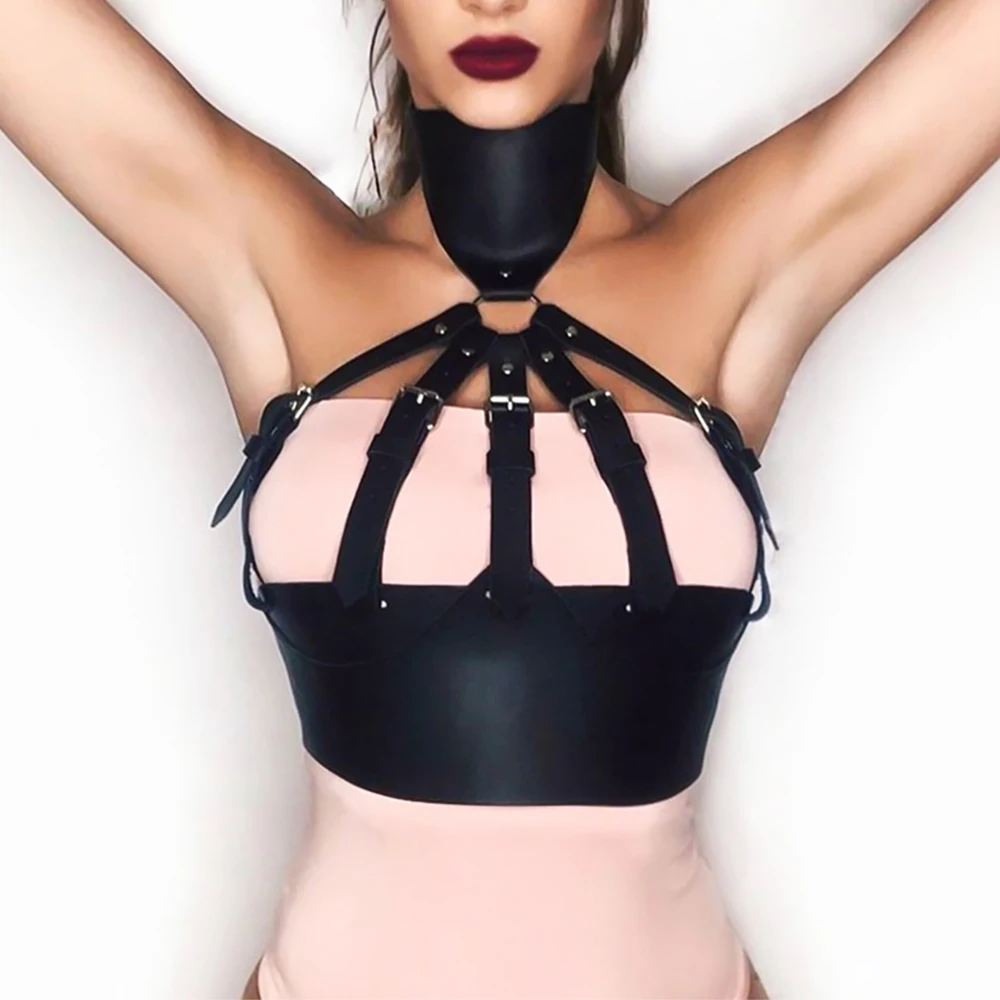 

Sexy Leather Chest Harness Suspender Women's Underwear Gothic Erotic Lingerie Body Bondage Cage Bra Garter Belt Harajuku Fetish