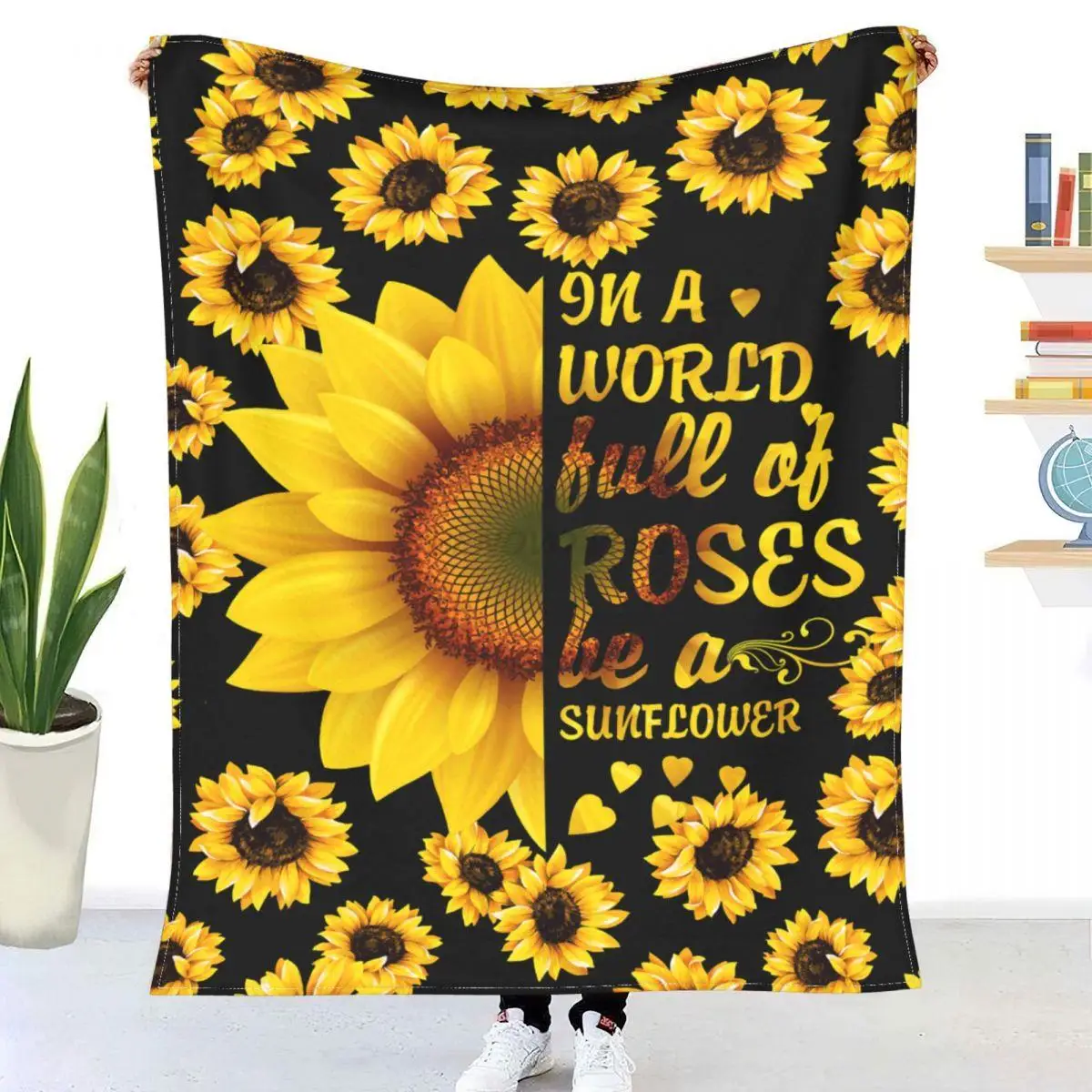 

Sunflower Flannel throw blanket，bedspread on the bed/Plaid on the sofa/Sofa cover/stray kids Picnic blankets cushion/Cribs
