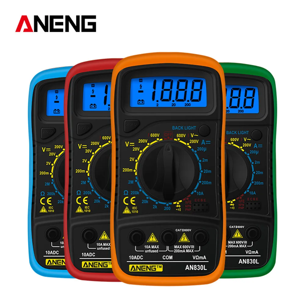 ANENG AN830L Ручной цифровой мультиметр с ЖК-подсветкой Портативный AC/DC амперметр вольтметр тестер напряжения метр Multimetro