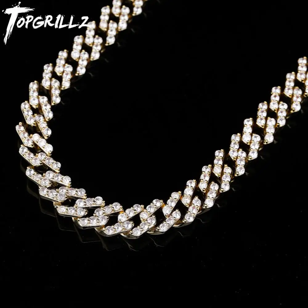 TOPGRILLZ 16 дюймов-30 дюймов замок застежка 12 мм тяжелые Iced Out кубинские цепи ожерелье кубическое цирконовое колечко для мужчин хип хоп ювелирные изделия