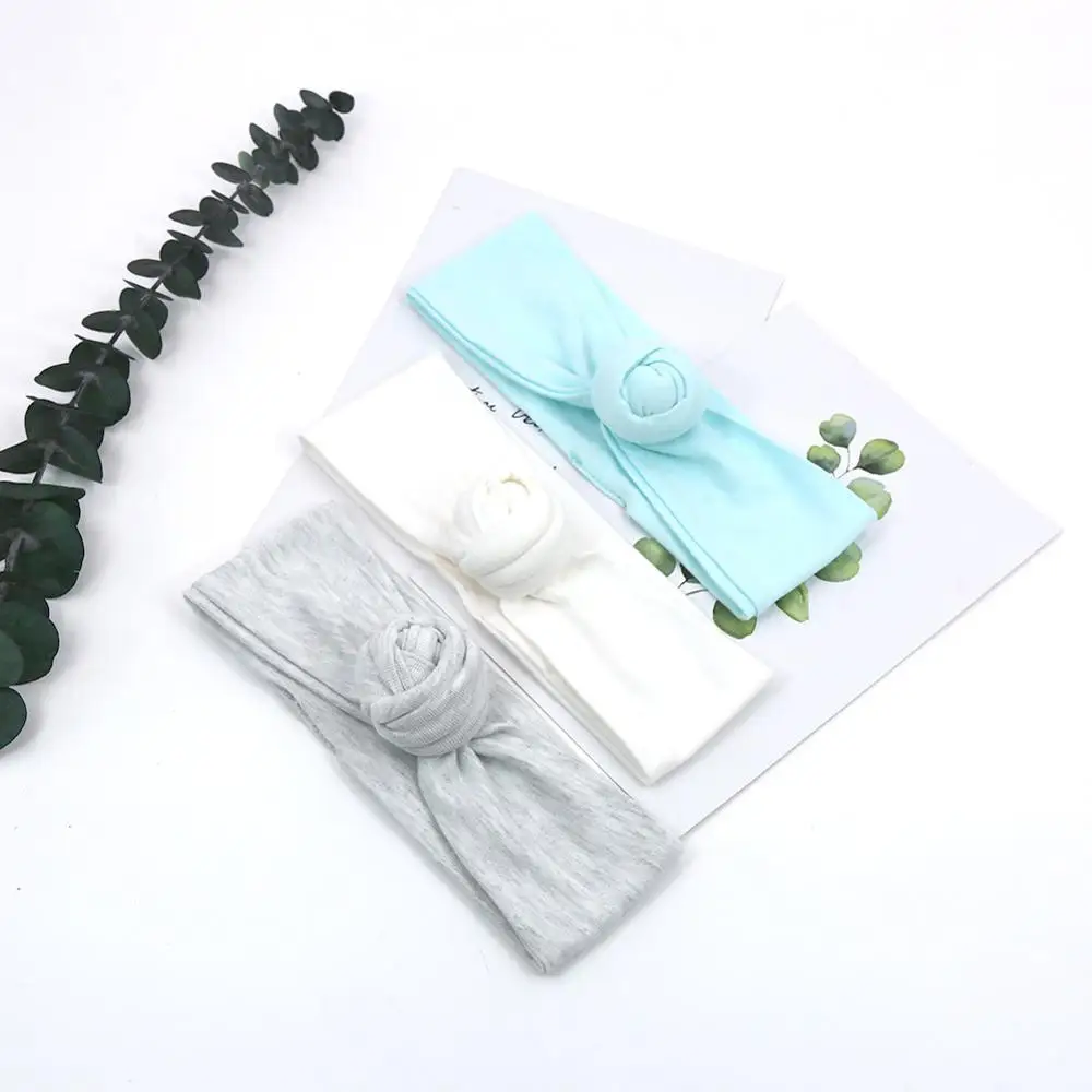 Новинка 2020 года Хлопковая однотонная повязка на голову с узелком Повязка ручной