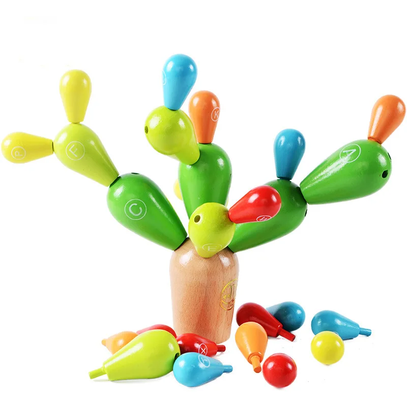

Wooden Cactus Splicing Building Blocks Early Childhood Toys Souptoys Children Parent Child Game Toys Letter Cactus