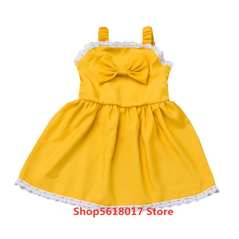 

High Quality Hot Sale Summer New Style Girls Lace Dress Bow Knot Sling Pleated Skirt Princess Dress