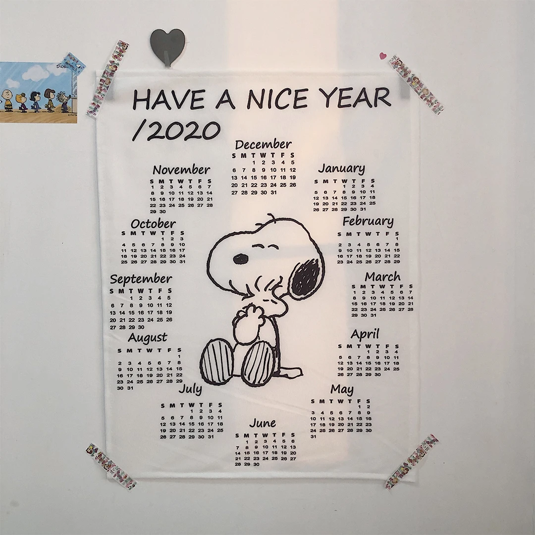 calendar C Новинка, календарь, простой стиль, Мультяшные собаки и друзья, тканевый календарь, украшение для комнаты, настенный календарь, декоративный календарь - Цвет: calendar C