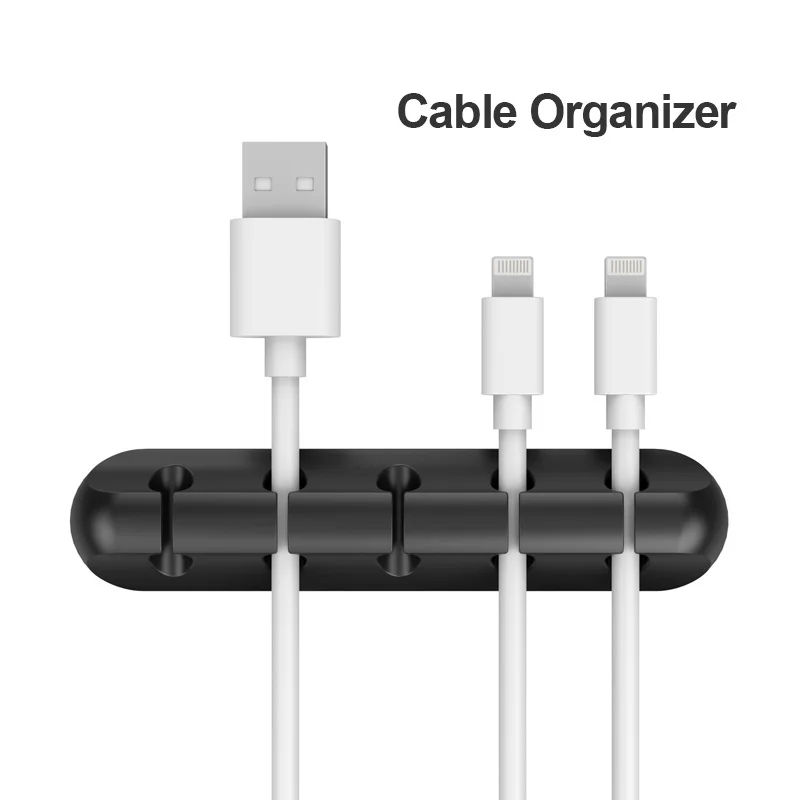 Органайзер для кабелей силиконовый держатель USB гибкие зажимы управления