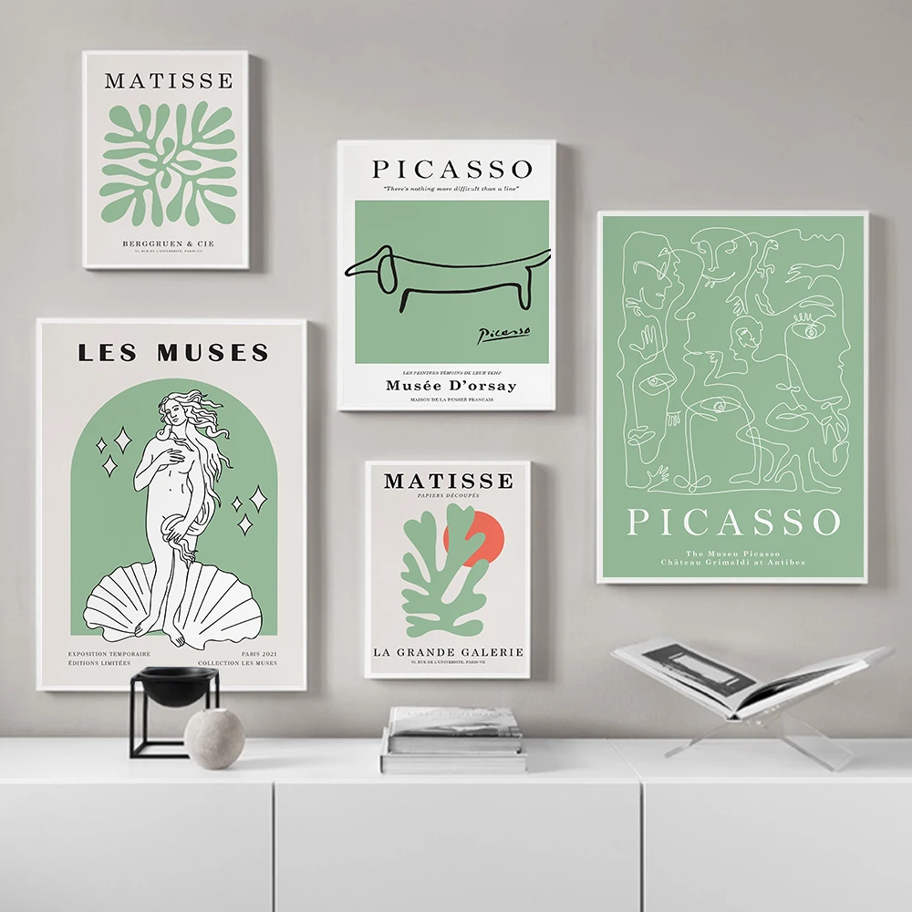 

Green Matisse Picasso Cutout Fauvism Wall Pop Art Canvas Painting Nordic Posters And Prints Wall Pictures For Living Room Decor