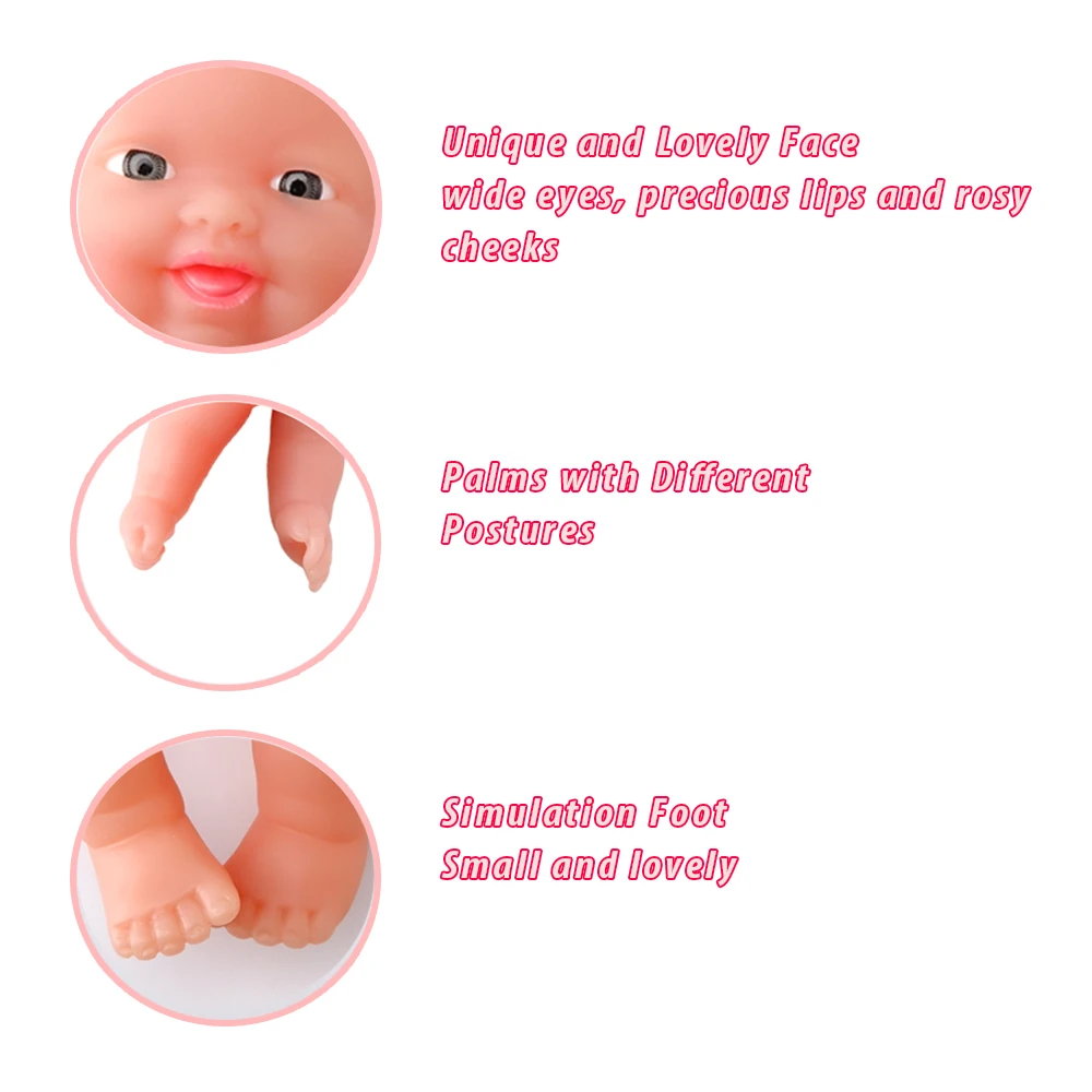 WOWCHEER 12 см 6 шт. Bebes Reborn мини детские куклы с Колыбель Ванна Мягкие силиконовые маленькие куклы реалистичные Kawaii Игрушки для девочек
