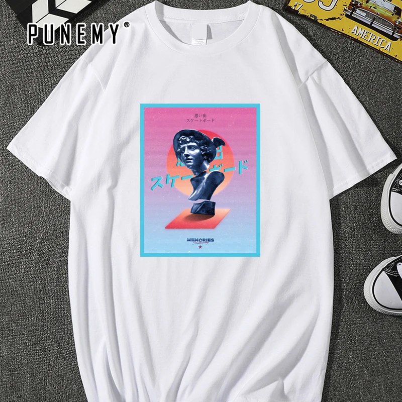 Harajuku футболка для мужчин Vaporwave Смешные микеланжело статуя Давида хип хоп Уличная