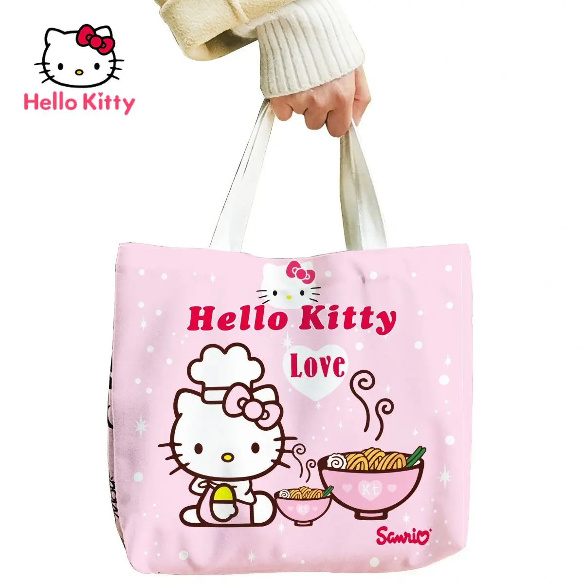 

Hello Kitty Canvas Bag Large Capacity Shoulder Bag Fashion Cartoon Canvas Bag Women's Casual Bag