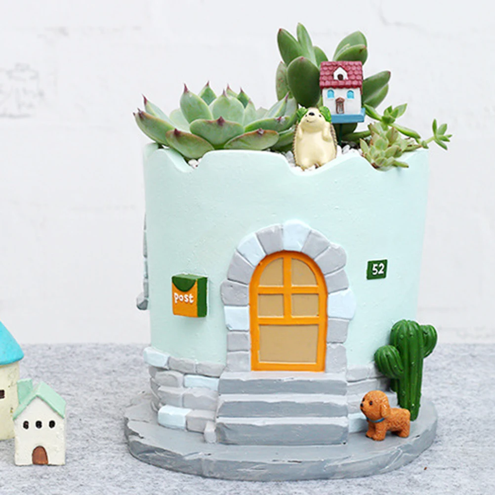 1 шт. креативный суккулентный горшок в форме дома цветочный из смолы бонсай
