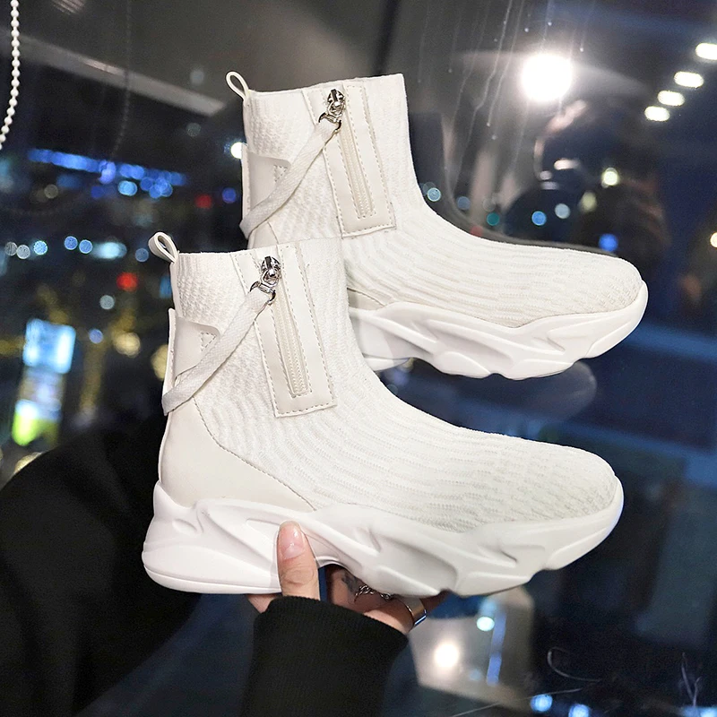 Женские высокие кроссовки Sock черные массивные ботильоны осенние ботинки