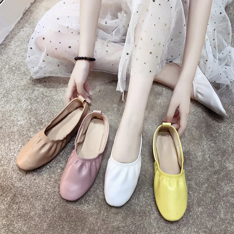 Туфли женские кожаные мягкие лоферы повседневная обувь на плоской подошве