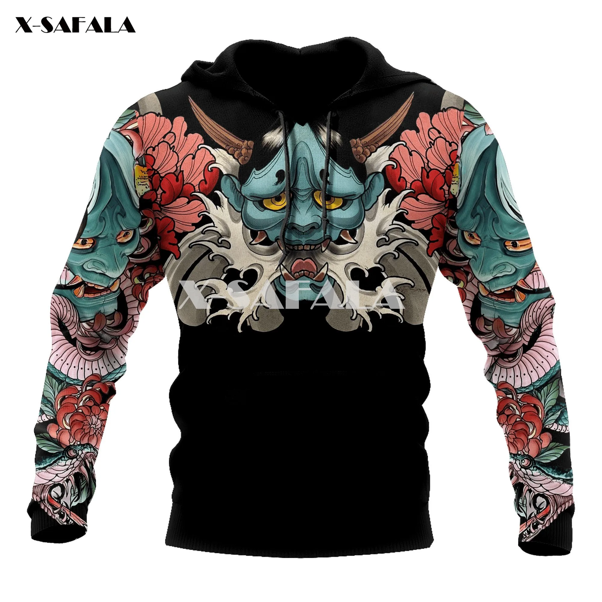 

Художественная толстовка унисекс с 3D-принтом, с татуировкой самурая, в японском стиле, мужская и женская верхняя одежда в стиле Харадзюку, пуловер на молнии, Свитшот унисекс-10