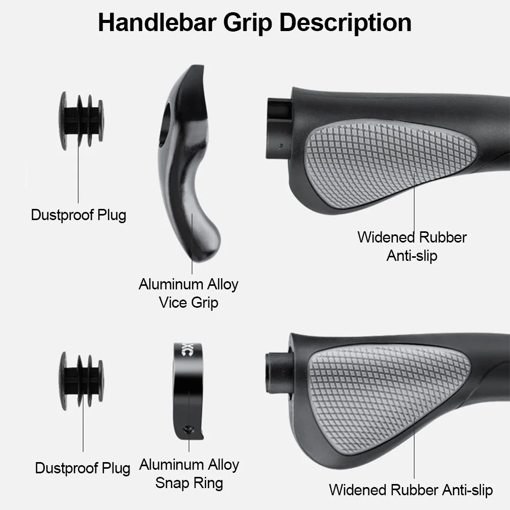 

Bike Handlebar Grips Rubber Non-slip Shock Absorption Bicycle Grip MTB Cycling Hand Rest with Lock Ring for Cycling Accessories