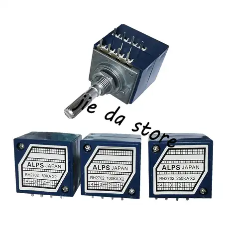 A50K 100K 250K RH2702 аудио регулятор громкости потенциометр 8 контактов стерео динамик усилитель громкости вращающийся потенциометр ALPS