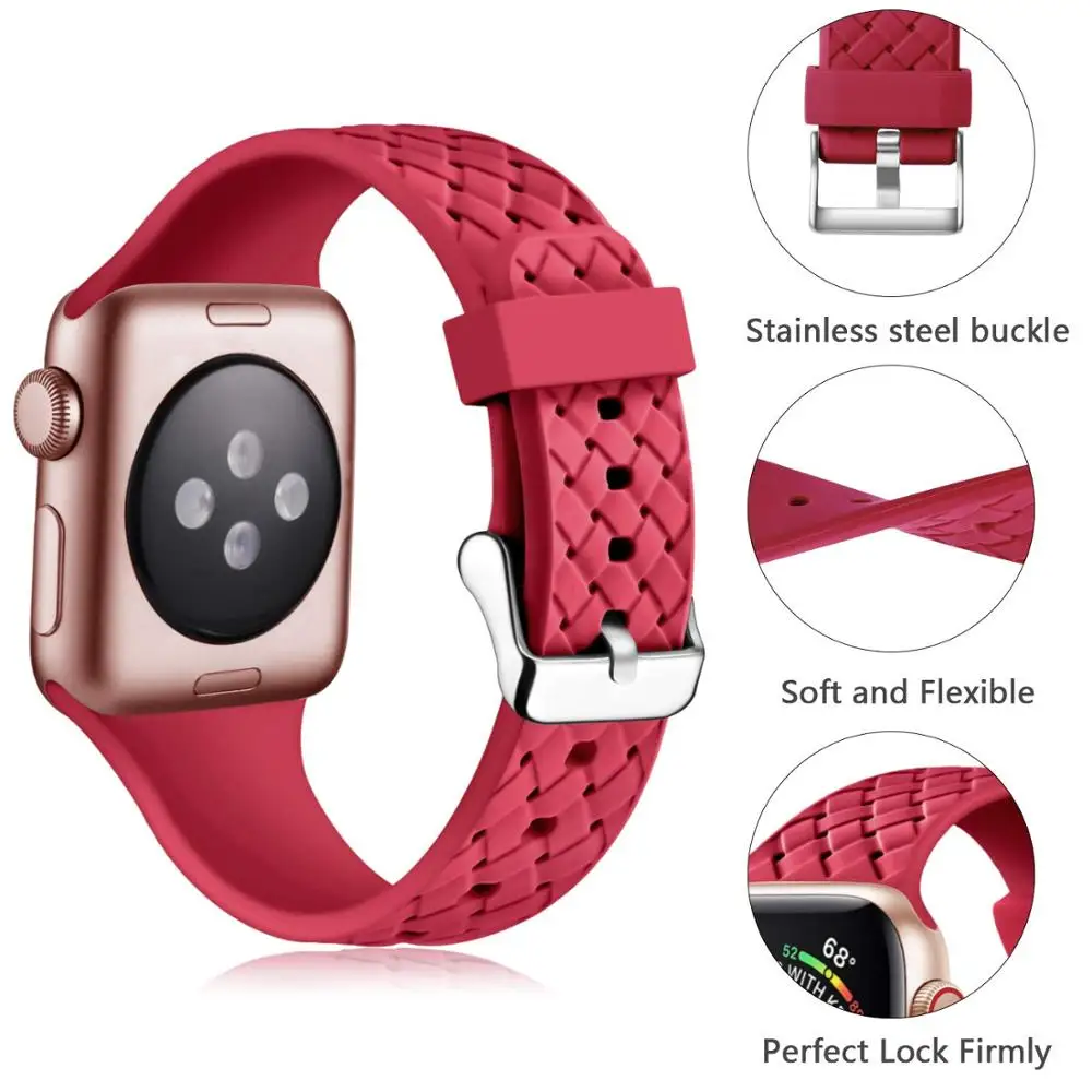 Тканый ремешок для Apple watch 44 мм 40 iWatch 42 38 силиконовый часов Браслет 4 5 3 2 1