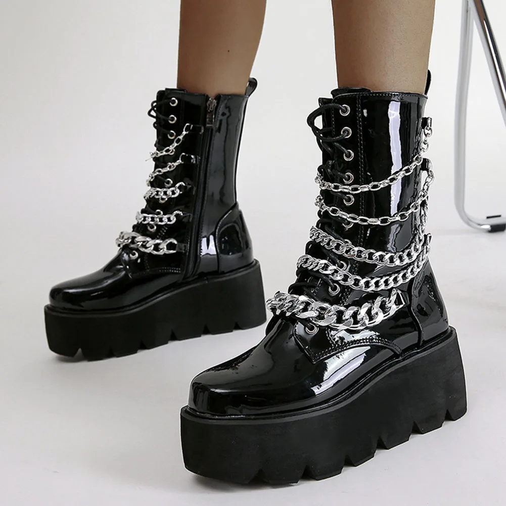 

SARAIRIS Fashion Metald Ecoration Street Style Modern Women Shoes Zipper Great Quality Platform Women Boots