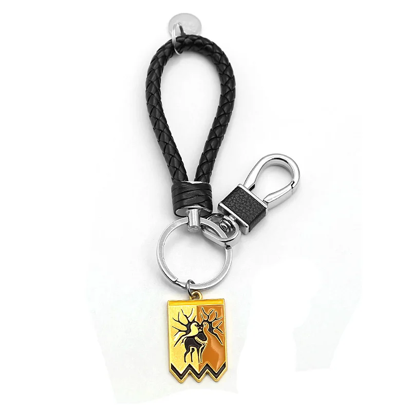 

Game Fire Emblem Car Bag Keychain Men Hand Woven Leather Metal Square Key Chain Women For Backpack Pendant Jewelry llaveros
