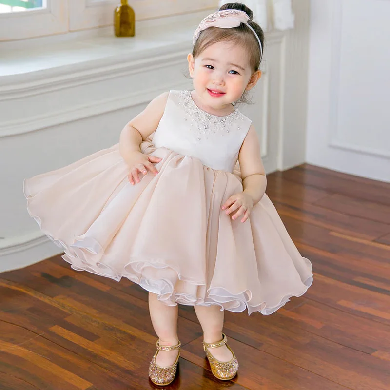 Cute Girl Flower Dress Wedding Pink Tulle Baby Christening Gown For Party 1 Year Birthday Baptism White | Детская одежда и обувь