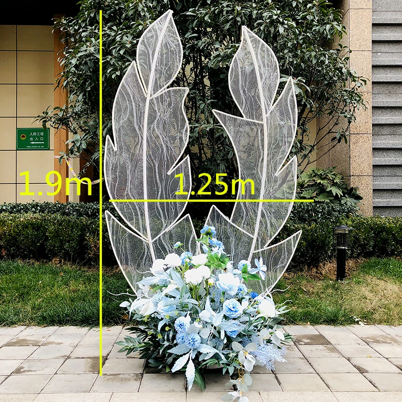 Pantalla de pluma de encaje de hierro forjado, accesorios creativos para bodas, fondo de pantalla, estante de hierro forjado-5