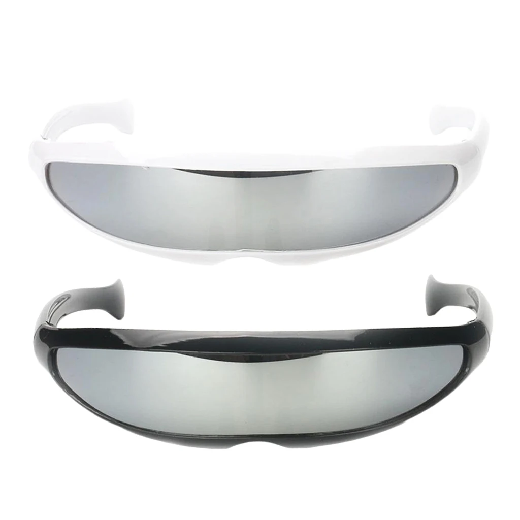 2 шт. новые футуристические солнцезащитные очки cyclop серебристые зеркальные для