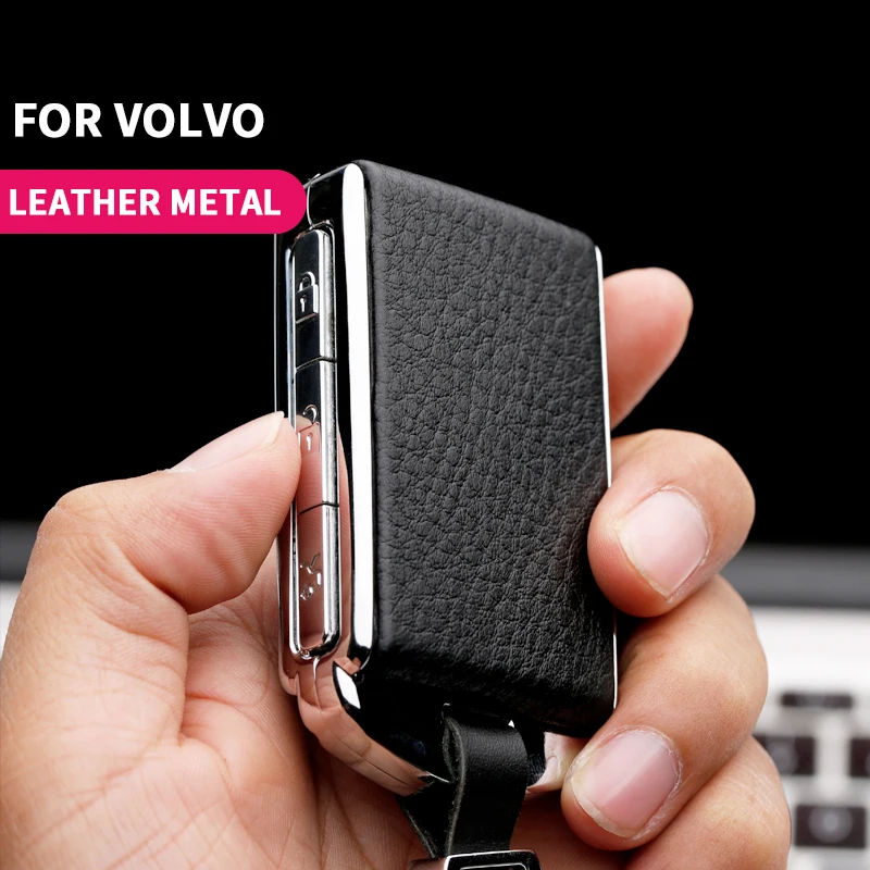 

Metal leather Car Key Cover For Volvo XC40 XC60 S90 XC90 V90 T5 T6 T8 Polestar 2 Key Protect keychain Car Key Case Car Key Holer