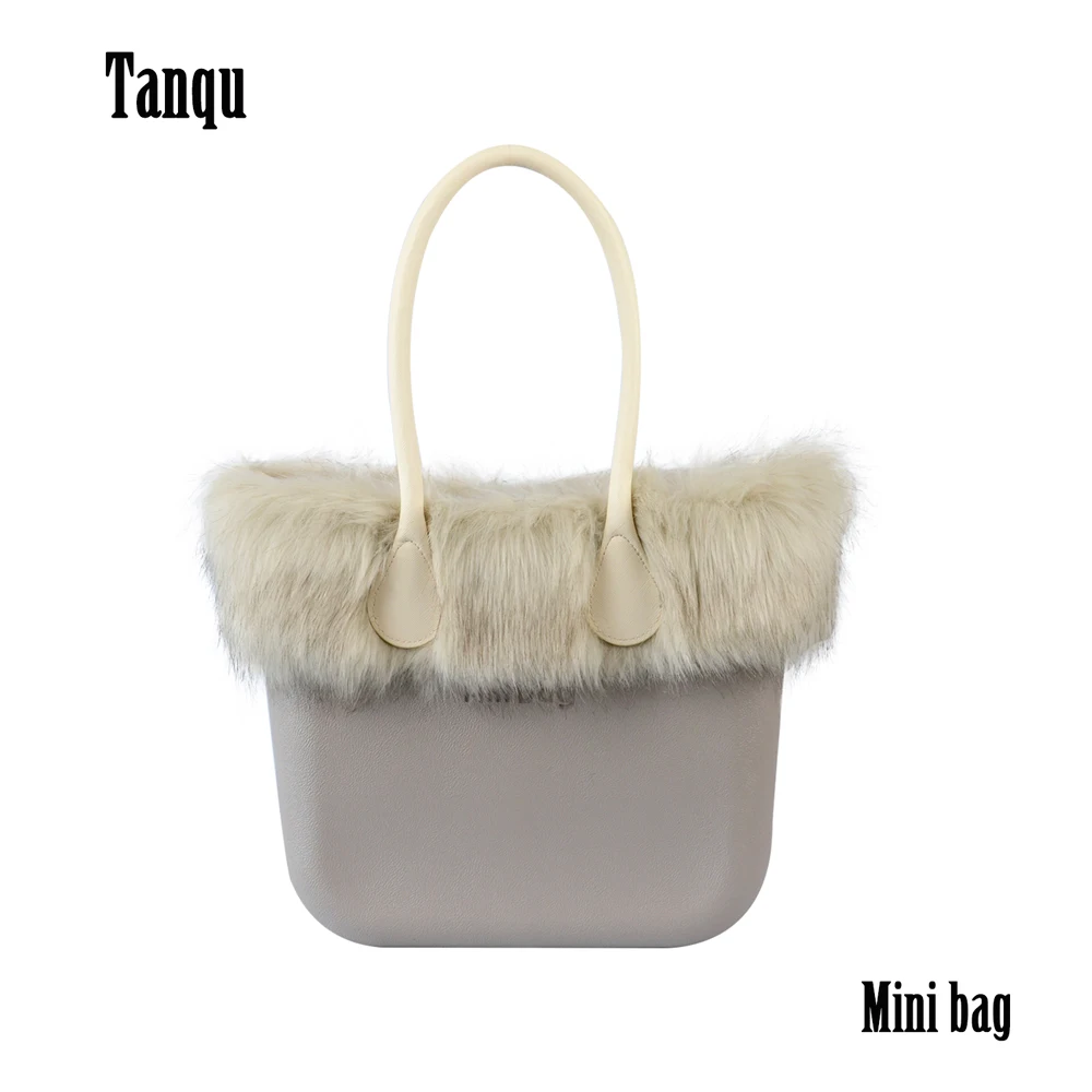 

2021 Fashion Women Obag O Style Winter Autumn Mini Ambag EVA Handbag with Inner Insert Bag Leather PU Handles Faux Fox Fur Trim