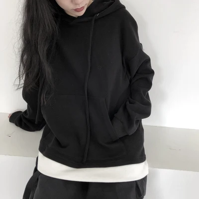 Новая толстовка с капюшоном темно-Свободный корейский пиджак для пары осень 2020