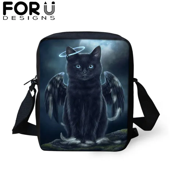 FORUDESIGNS/готический Черная кошка школьные сумки 3 шт./компл. для девочек и мальчиков Повседневное 3D Для женщин рюкзак ортопедический рюкзак детская дорожная сумка для книг - Цвет: CDGX1386E