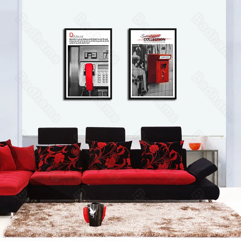 

Living Room Decorative Painting Murals Sofa Background Wall Bedroom Painting Retro Nostalgic Black and White Hanging Painting