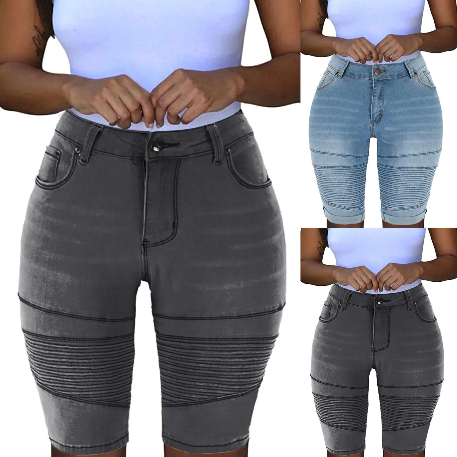 

Summer Denim Shorts оѬ Womens Pocket Solid Jeans Denim Pants Female Hole Bottom Casual Shorts Spodenki Damskie ШоѬ енский