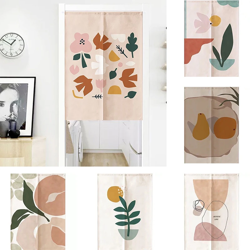

Simple Art Partition Door Curtain Kitchen Lampblack Toilet Half Panel Curtain Bedroom Geomantic Blackout Curtain Doorway Hanging