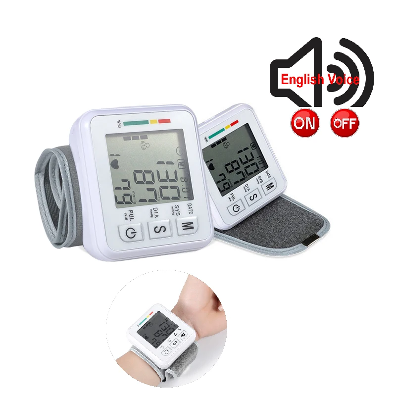 

Sphygmomanometer Electronic Medical Home Wristband Adjustable Sphygmomanometer Measuring Heart Rate Blood Pressure With Voice