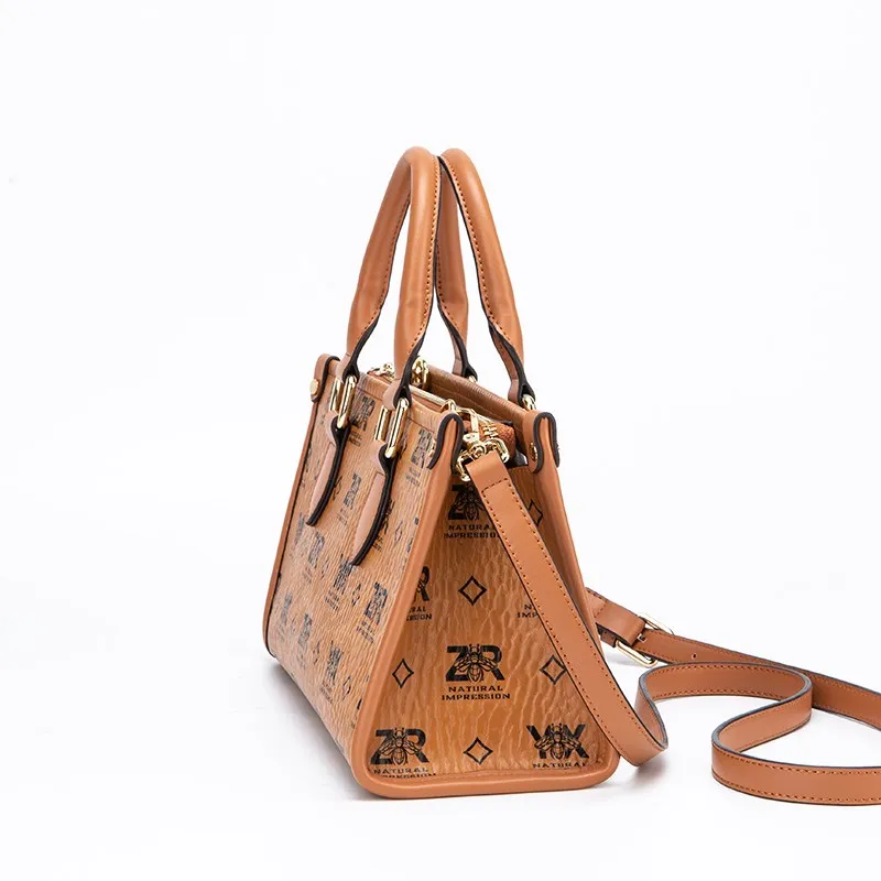 

Genuine Leather 2021 New Simple Printing Fashion Trend One-shoulder Portable Messenger All-match Large-capacity Bag Purses Gg