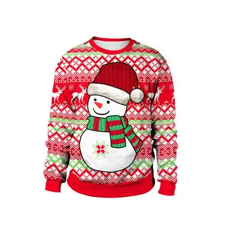 Size S Модный унисекс Мужской Женский Уродливый Рождественский свитер Санта-эльф с рождественским принтом Новинка Осень-зима блузки одежда - Цвет: Size S