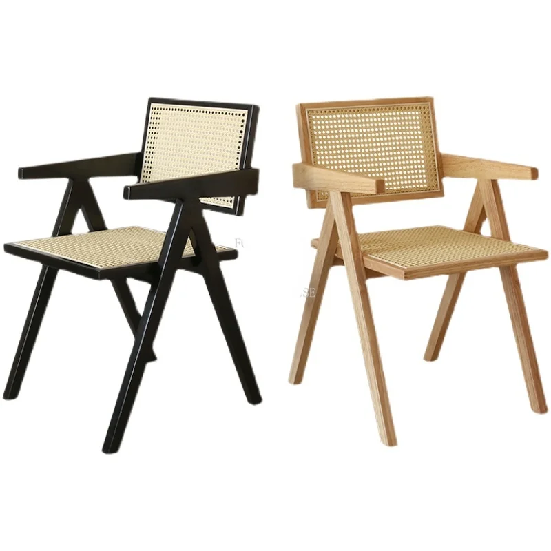 

Скандинавские обеденные стулья из массива дерева для кухни, домашний обеденный стул из ротанга, мебель для гостиной, японское кресло для от...