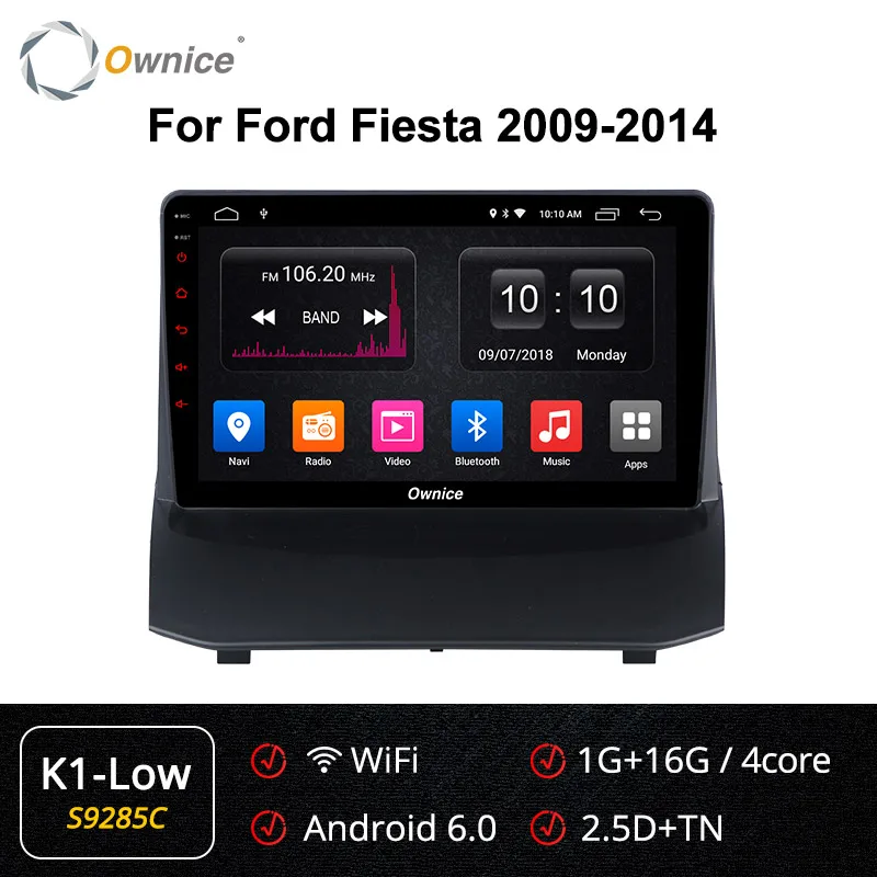 S9285 K1-Low Ownice Android 9,0 Автомагнитола стерео k3 k5 k6 для Ford Fiesta 2009- Восьмиядерный автомобильный DVD gps плеер 360 панорама DSP SPDIF 4G - Цвет: S9285 K1-Low