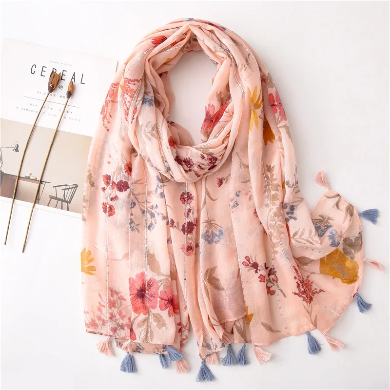 

2021 Luxury Brand Women Viscose Scarf Retro Polka Floral Shawls and Echarpes Autumn Wrap Scarves Large Size voile femme musulman