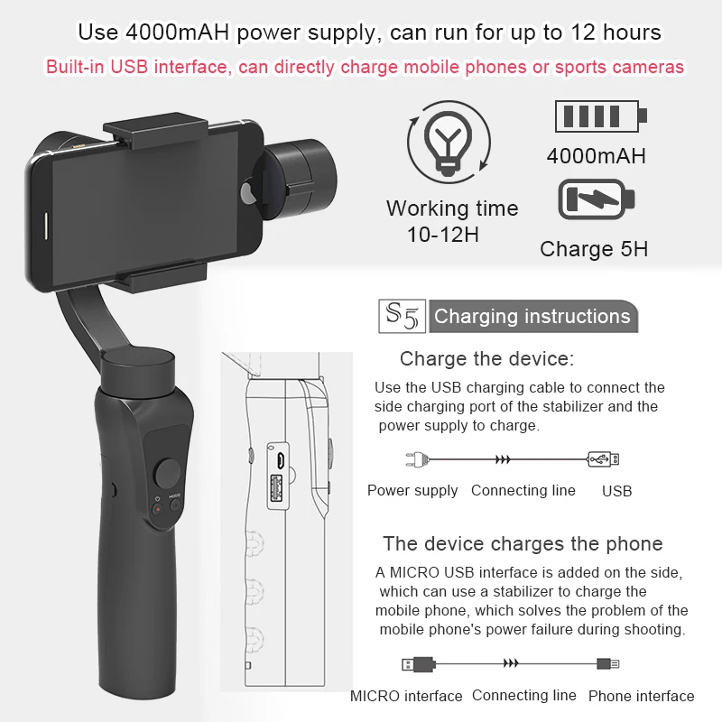 Orsda Gimbal ручной смартфон беспроводной 3 осевой телефон Bluetooth стабилизатор для