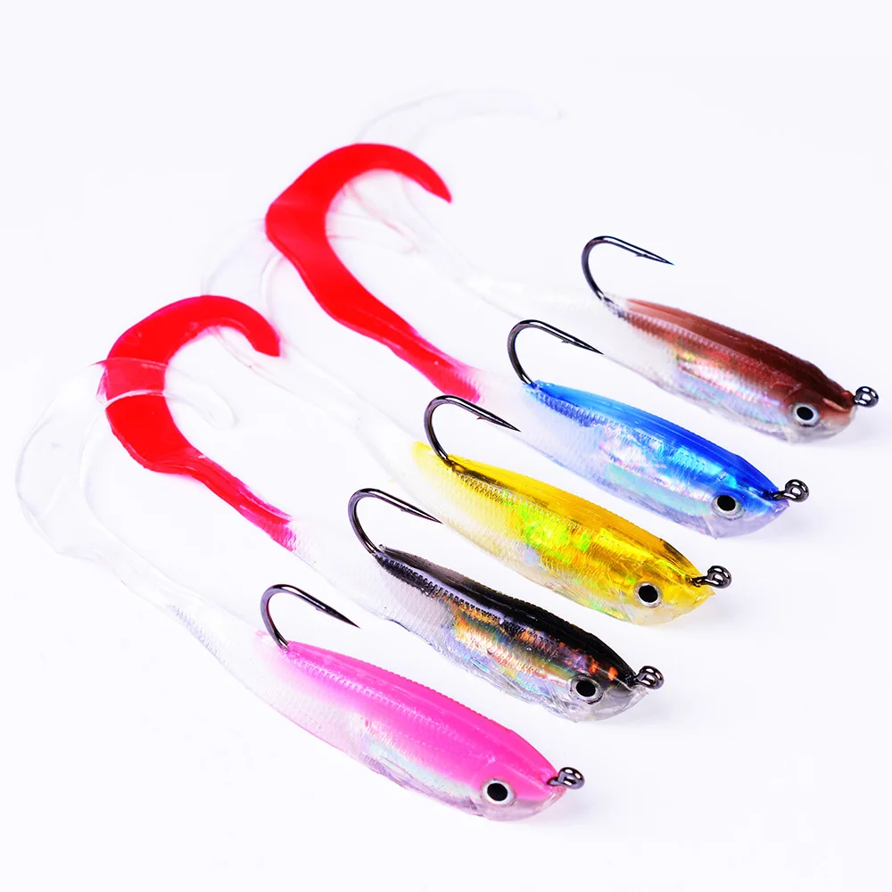 

Grub Soft Lures Fish Hook With Lead Head 5pcs/bag 10CM14.7G Silicone Soft Bait Lead Shrimp soft fishing lures