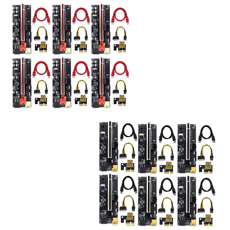 

Улучшенная Райзер-карта VER009S Plus PCI-E PCIE, Райзер-карта Ver 009S, USB 3,0, SATA, от 15pin до 6pin, адаптер для майнинга BTC