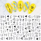 1 шт. черная линия стикеры 3D на ногти Nail Art листья цветок панда сердечко узор клейкие Переводные картинки Маникюр украшения для ногтей