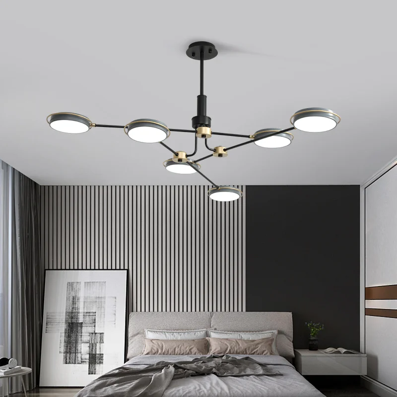 Gray LED Chandelier For Living Dining Room Bedroom Kitchen Lamp Modern Nordic Black Branch Ceiling Lighting Suspension Fixture | Лампы и